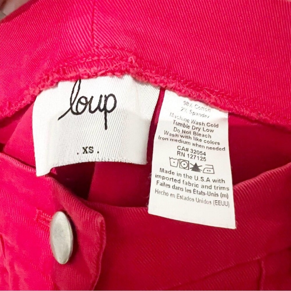 Loup Simone Wide Leg Cropped Red Cotton Blend Button Fly Jean Pants size XS - Picture 4 of 10